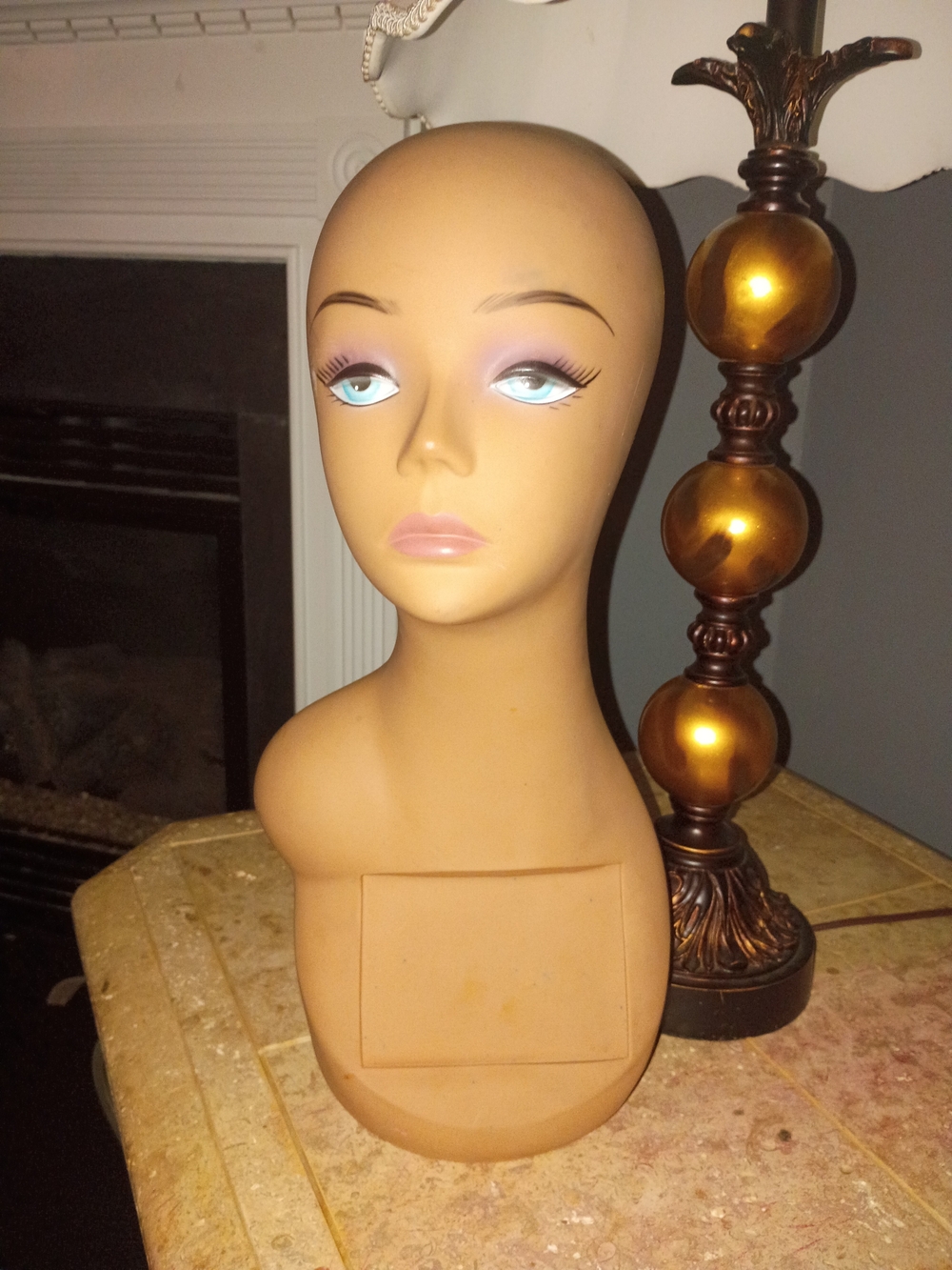Neutral Beige Mannequin Display Head for Jewelry and Accessories